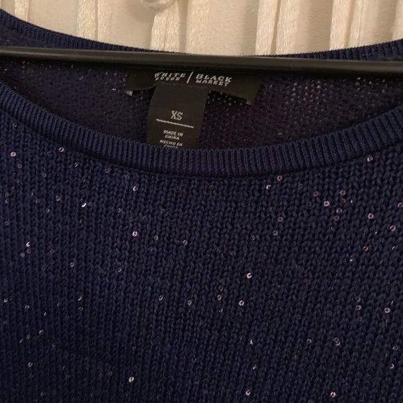 White House Black Market blue sequin sweater - Picture 5 of 6